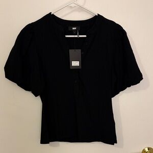 DKNY Black Puff Sleeve Blouse